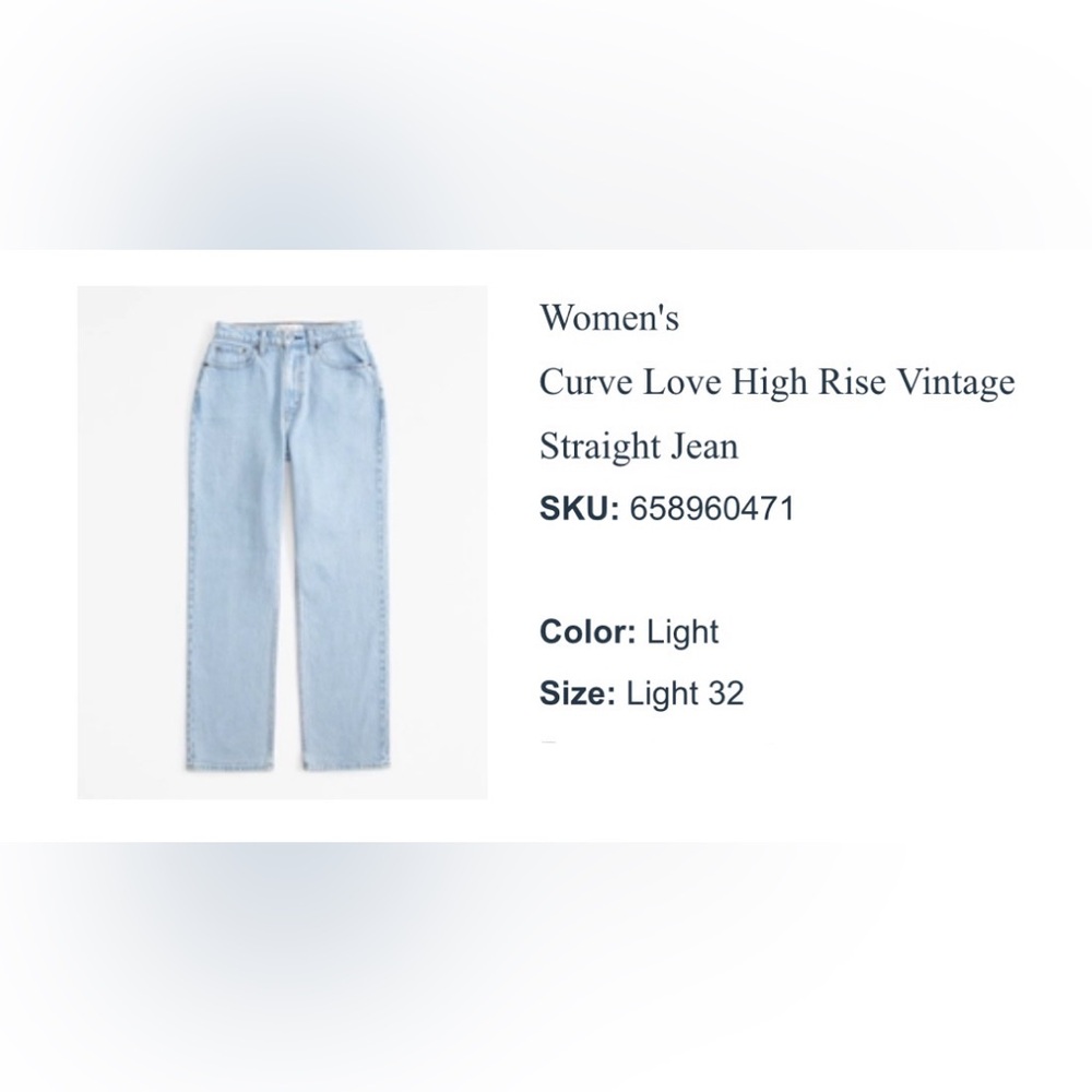 Abercrombie & Fitch Curve Love High Rise Vintage Straight Jean
